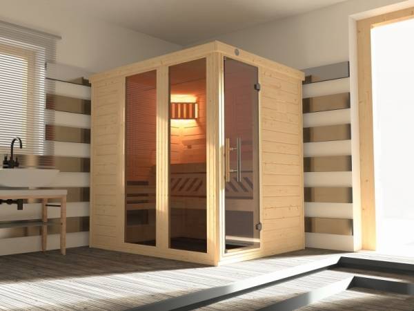 Weka Design-Sauna KEMI PANORAMA 1 inkl. 7,5 kW BioS-Ofenset