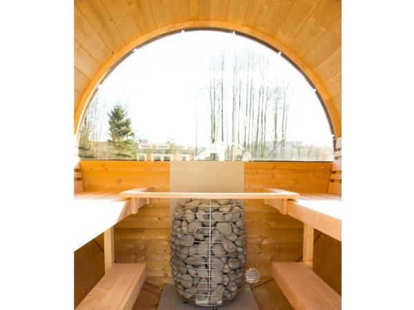 Wolff Finnhaus Halbrundglas für Saunafass  Rückseite 205 cm