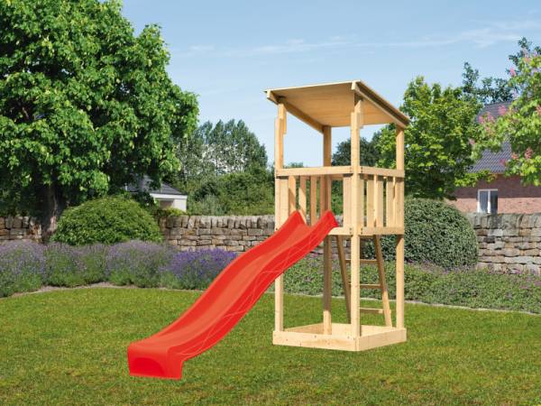 Karibu Spielturm Anna + Rutsche rot