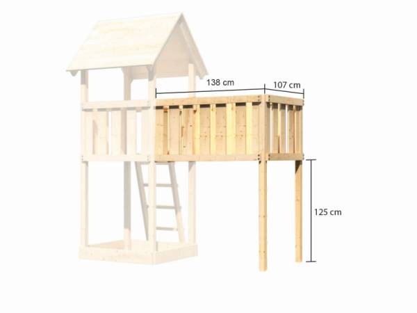 Akubi Spielturm Lotti Satteldach + Schiffsanbau oben + Einzelschaukel + Anbauplattform XL + Rutsche