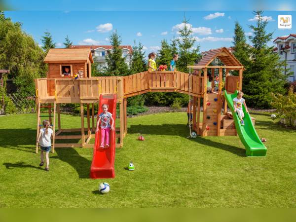 FUNGOO MAXI SET  JOYFUL CASTEL (My_SPACE_XL FORTRESS Toybox Rainbow) / NADELHOLZ teak impr.