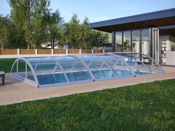 Albixon Pool-Überdachung KLASIK Clear B, Silber mit Klarglas