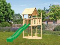 Akubi Spielturm Lotti Satteldach + Schiffsanbau oben + Rutsche in grün