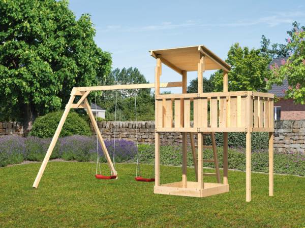 Karibu Spielturm Anna + Doppelschaukel + Anbauplattform Karibu Spielturm Anna + Doppelschaukel + Anbauplattform
