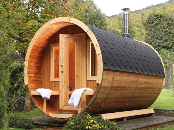Wolff Finnhaus Saunafass 400 de luxe Thermoholz montiert DS schwarz Wolff Finnhaus Saunafass 400 de luxe Thermoholz montiert DS schwarz