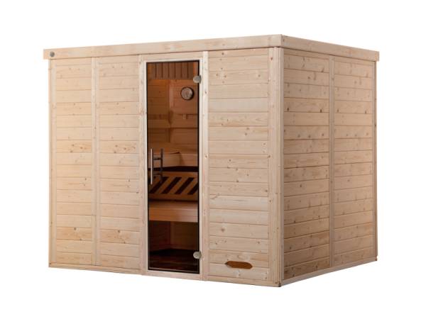 Weka Design-Sauna KEMI PANORAMA 3 inkl. 7,5 kW BioS-Ofenset